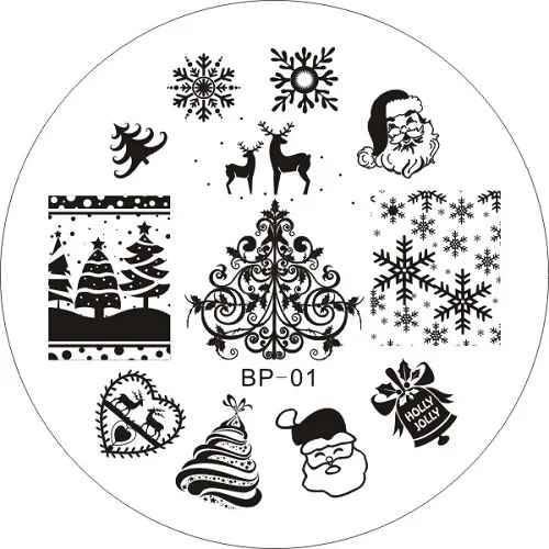 16848 BORN PRETTY Xmas прямоугольник круглый дизайн ногтей штамп шаблон рождественское изображение пластина празднование для штамповки лака инструменты для дизайна ногтей - Цвет: 16848