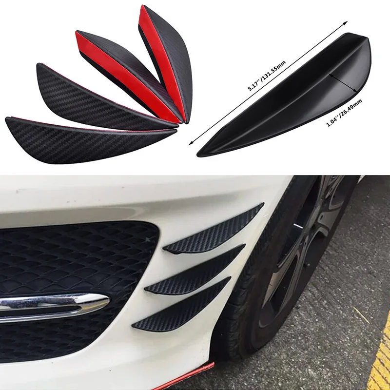 4pcs Car Body Spoiler Canards Valence Chin Fit Front Bumper Lip Splitter Fins