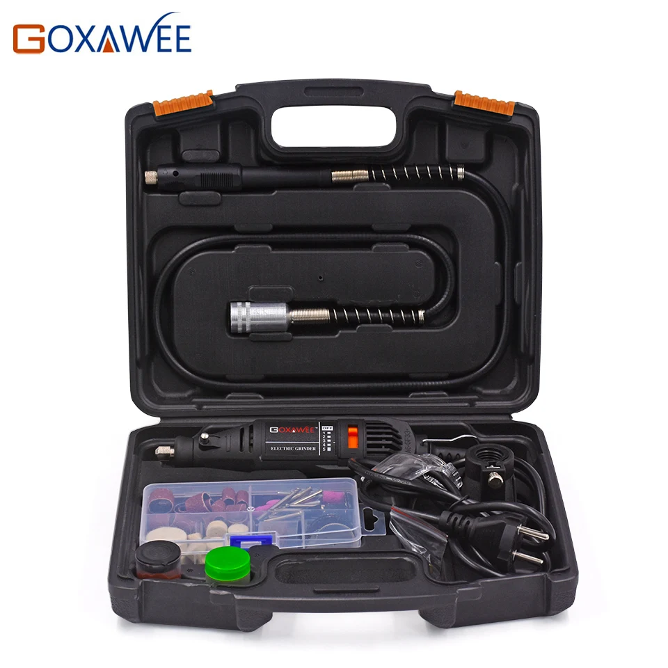 Beste GOXAWEE 30000 rpm Elektrische Boor gereedschap Mini Grinder Rotary Gereedschap Met 0.3 3.2mm Universele Chuck Flex as locator Shield