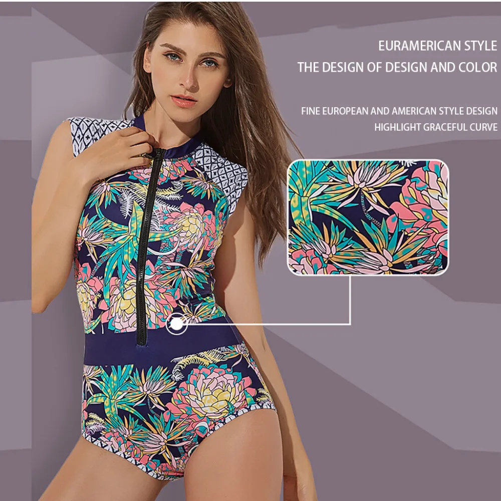 2019 New women's surfwear sexy diving swimsuit sun protection beach sportswear diving suit summer surfing suit pretty Woman 40M3 (11)
