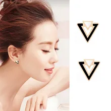 YUN RUO Розовое золото Цвет Треугольная серьга-гвоздик натуральный корпус для женщин Девушка подарок нержавеющая сталь 316 L ювелирные изделия никогда не выцветает