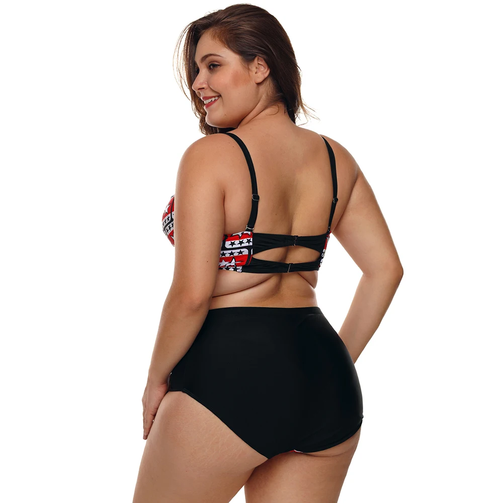 Plus-Size-Black-White-Stars-Print-Bikini-Swimsuit-LC410731-22-2