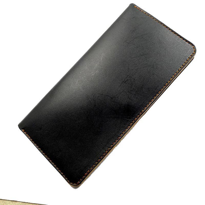 genuine leather long wallet simple ultra thin purse