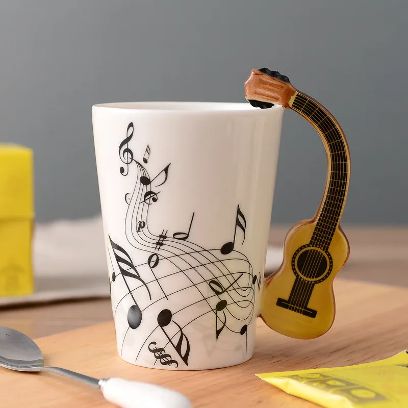 Novelty Spanish Guitar Ceramic Music Mug Ceramic Tea Mug Coffee Mugs