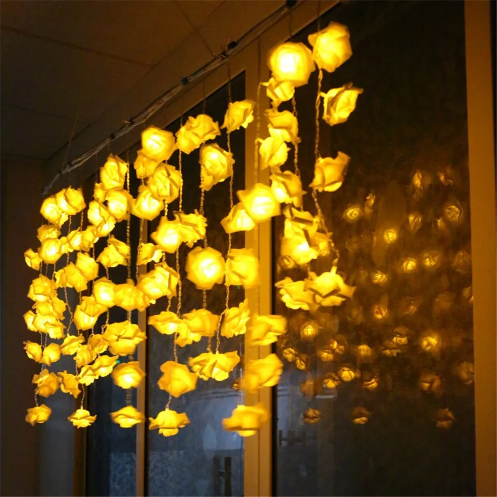 3.5M LED Curtain String Rose LED String Lighting 96 leds Valentine' Day Flower Party Wedding Christmas Fairy Decor 3.5M LED Curtain String Rose LED String Lighting 96 leds Valentine' Day Flower Party Wedding Christmas Fairy Decor