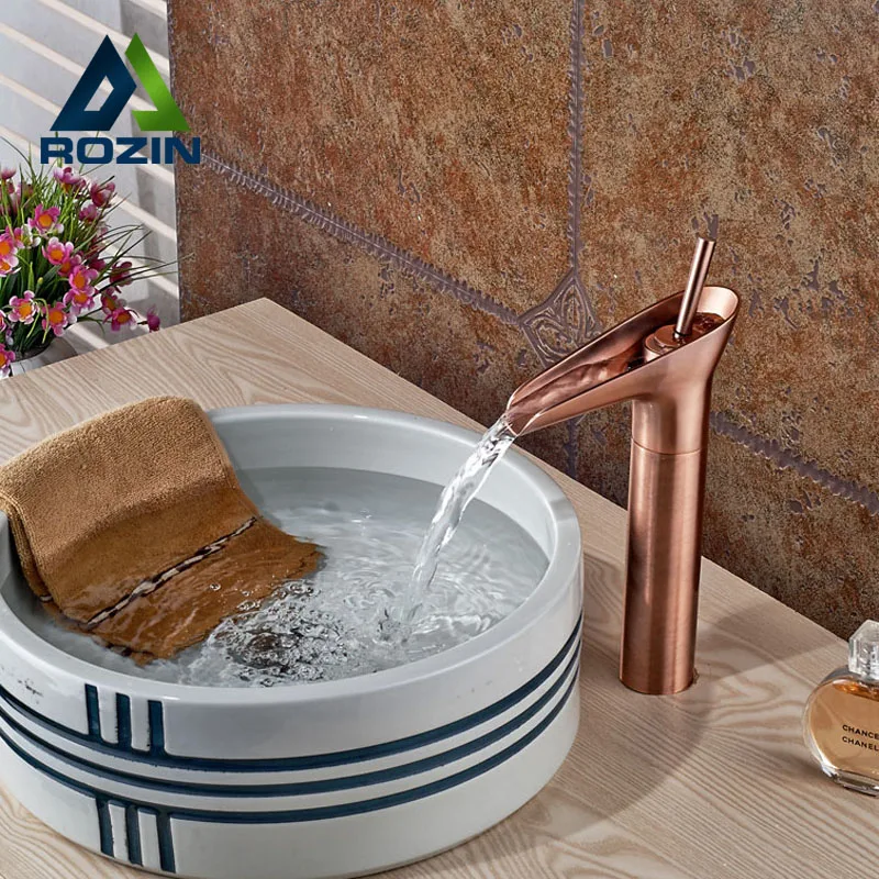 

Deck Mount Waterfall Single Lever Basin Sink Faucet Deck Mount Bathroom Mixer Taps with Hot Cold Water