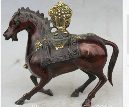

6" Old Chinese Bronze Gild Zodiac Year Running Horse Success Statue Sculpture