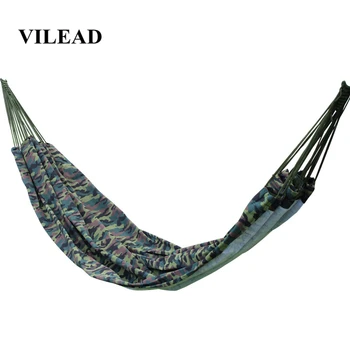 

VILEAD Strong Outdoor Camping Hammock Hang Bed Portable Travel Camping Cot Hiking Swing Canvas Stripe Hang Bed Furniture Hammock