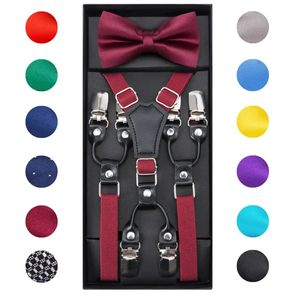 DiBanGu/Модный Цветной Детский комплект с подтяжками и галстуком-бабочкой для мальчиков и девочек, подтяжки с зажимом и y-образной спинкой, эластичный Детский Регулируемый галстук-бабочка - Цвет: BH-0018