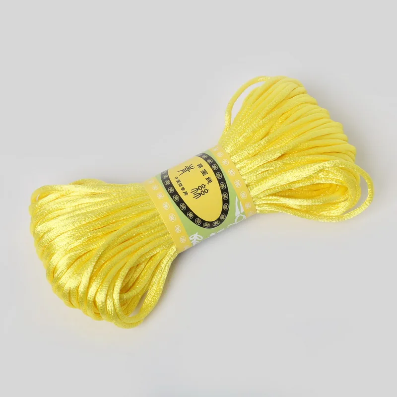 2 мм 20 метров нейлоновая нить плетеные шнуры декоративный шнур декоративная веревка для поделки из бисера браслет ожерелье ювелирные аксессуары - Цвет: Yellow