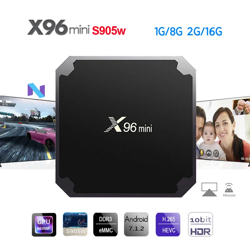 ТВ приставка X96mini X96 Android 7 1 четырехъядерный процессор Amlogic S905W 2 4 ГГц WiFi 1G8G/2G16G 4K HD