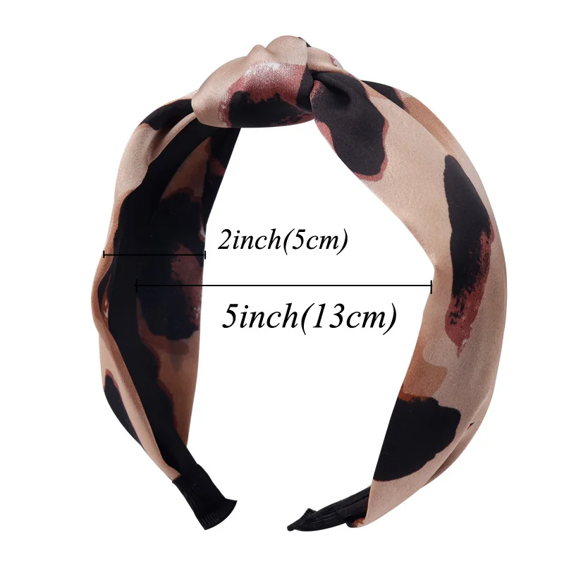 

Women Cross Leopard Velvet Twist Knot Pattern Headband Sweet Chiffon Print Hair Band Girls Hairband Wide Turban Hair Hoop