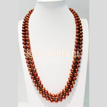 120-130 см 9 мм Potaoto круглый коричневый натуральный пресноводный свитер с бисером ожерелье