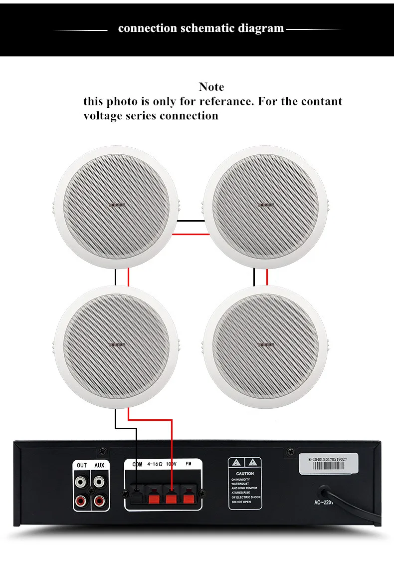 Профессиональная система оповещения 40 Вт усилитель мощности и 6 шт. потолочный динамик фоновая музыкальная система