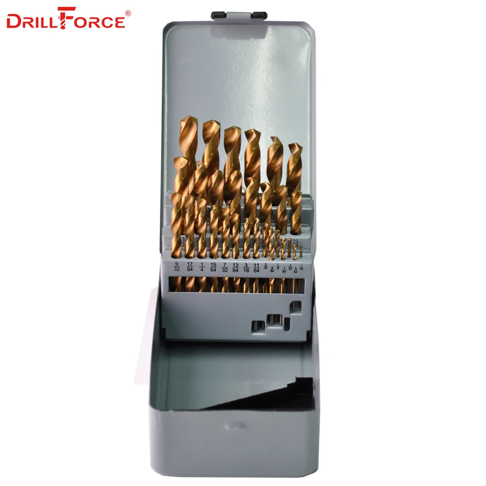 Drillforce 29 шт. 1/16 &quot 1/2&quot HSS Твист титановое покрытие ручное сверло Дерево
