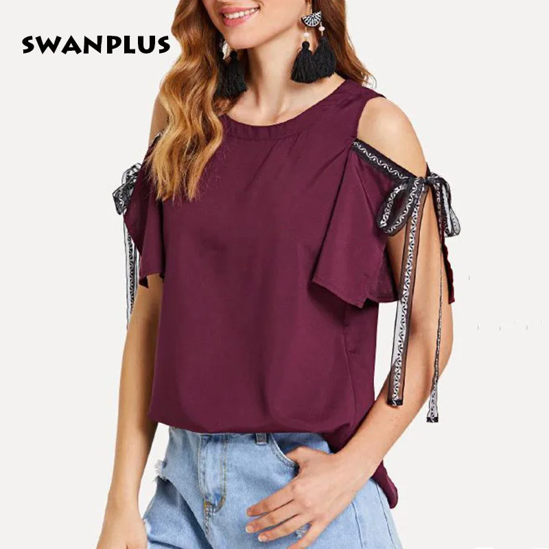 Womens Summer T shirt Burgundy Color 2018 New Fashion Female Casual