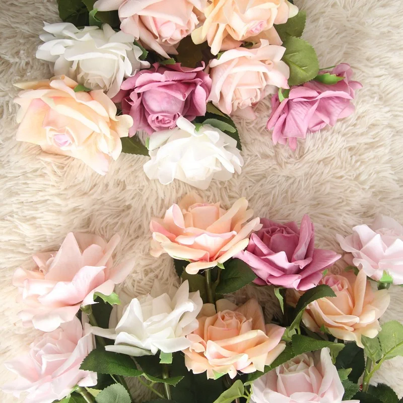 HOT Beauty Rose For Wedding Party or Mother's Day Gift new arrival artificial flower high quality 10pcs one bouquet six colors