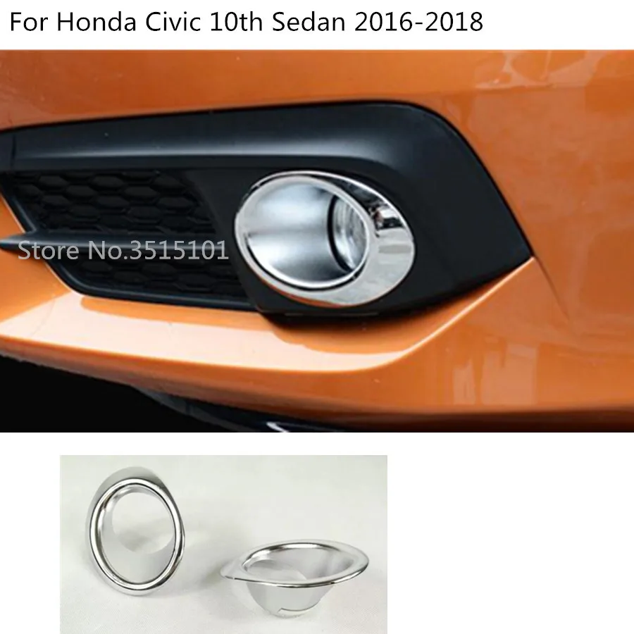 

car Styling cover detector ABS Chrome front fog Light ring Lamp Trim frame 2pcs For Honda civic 10th sedan 2016 2017 2018