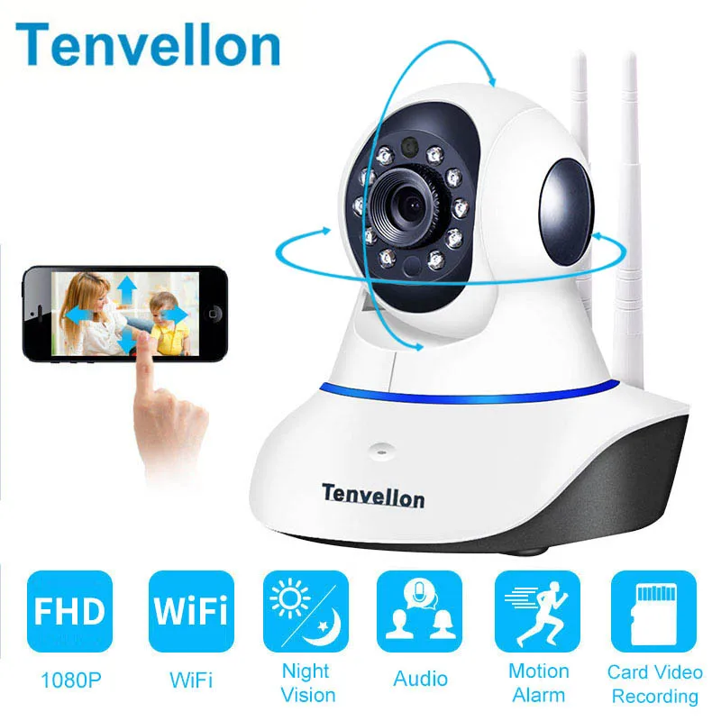 

Tenvellon WiFi IP Camera 1080P CCTV Home Security Video Surveillance Cameras Network Wireless Baby Monitor Camaras de seguridad