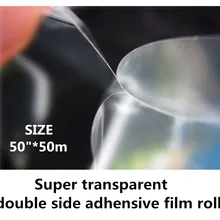 50in ПЭТ Материал прозрачная двойная лента стороны рулон клейкой пленки
