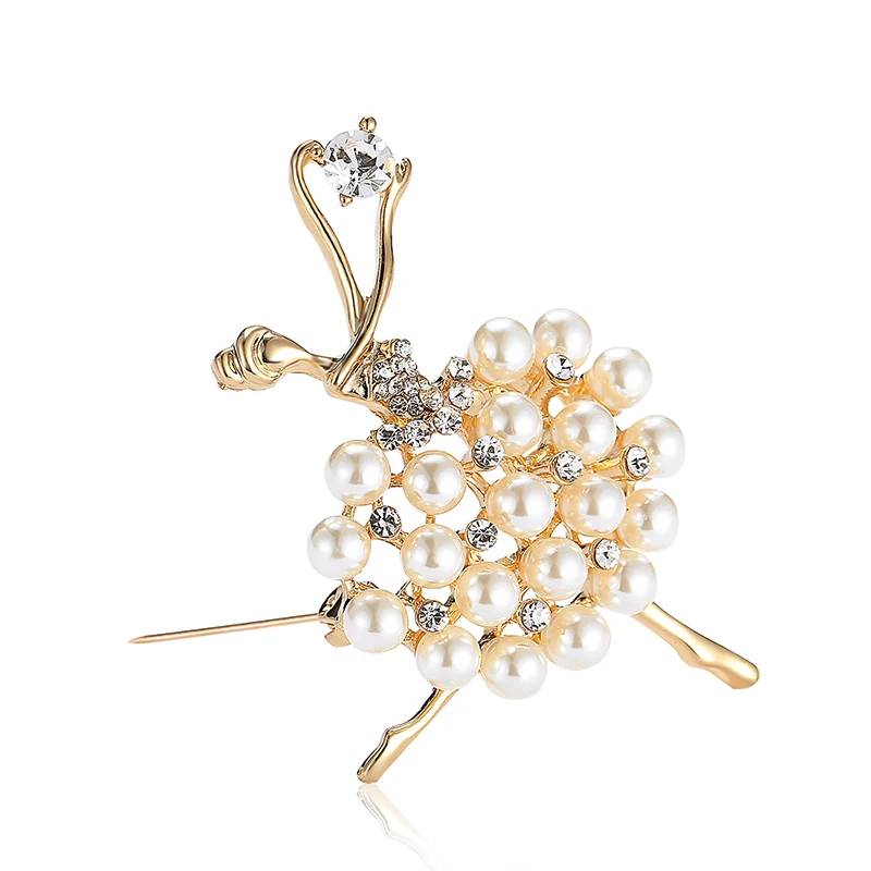 

QCOOLJLY Ballet Dancer Ballerinas Brooches Women Cachecol Hijab Pin Up Clips Scarf Hats Corsages Bouquet Simulated Pearl Broches