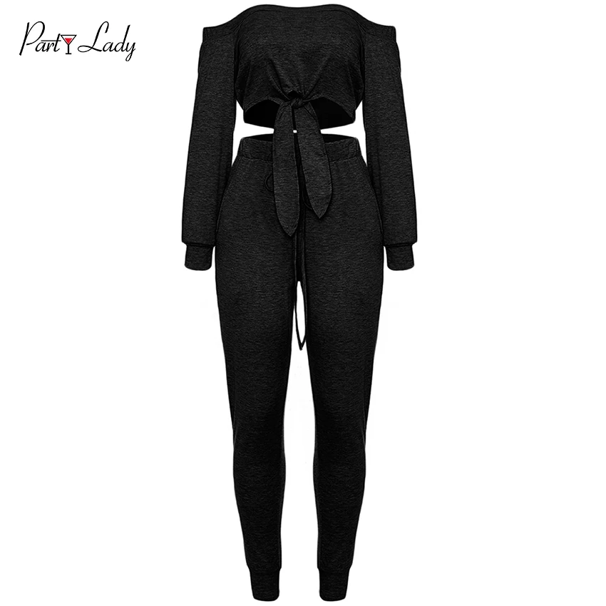 Party Lady 2018 Party Club Jumpsuits For Women Autumn Winter Solid Color Rompers Sexy Slash Neck Fashion Girls Jumpsuit -E