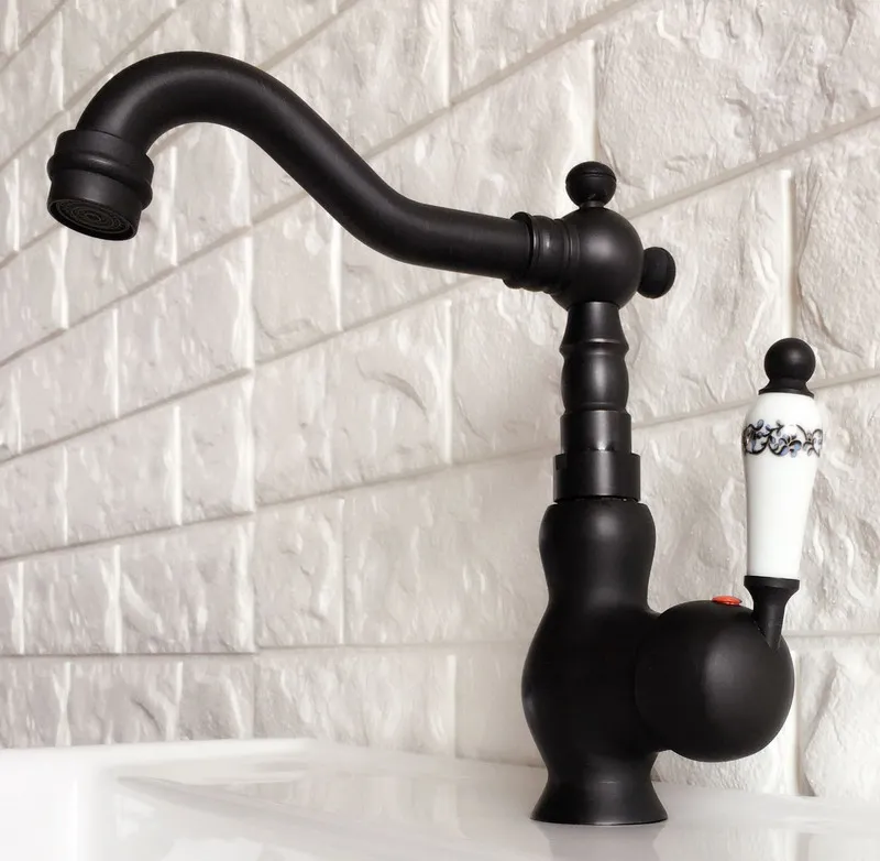 Swivel Spout Water Tap Oil Rubbed Black Bronze Single Handle Kitchen Sink & Bathroom Faucet Basin Mixer Tap anf357