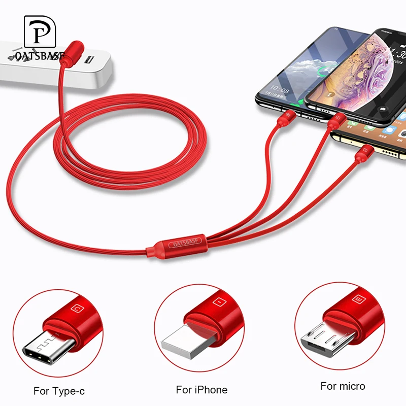 

Oatsbasf 3 in 1 USB Cable for Phone Micro USB Charger Cable for iPhone Xiaomi Samsung Charging Cable Micro USB Charger Cord