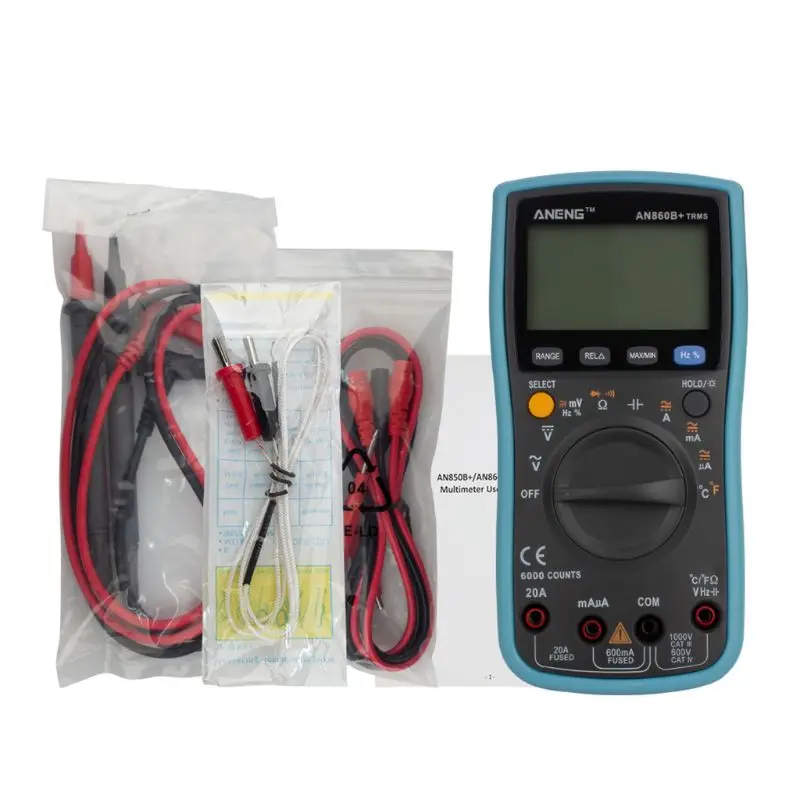 

AN860B+ TRMS Digital Multimeter LCD Backlight 6000 Counts for Backlight AC/DC Current Voltage Resistance Frequency Temperature