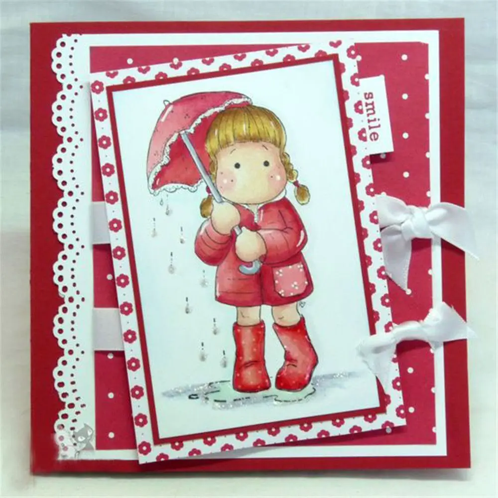 

Umbrella Girls Transparent Stamps + Metal Cutting Dies Stencils Scrapbooking Embossing for Photo Album Card Decor DIY Crafts