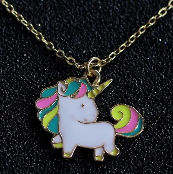 Timlee N056 Free shipping Cartoon Cute Rainbow Horse Unicorn Design Metal Necklaces Fashion Jewelry Wholesale