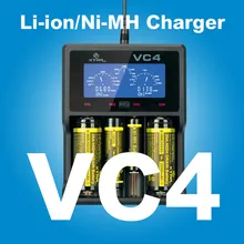 Original XTAR VC4 4 Slots Universal Intelligent USB Battery Charger with LCD Display for Ni-MH Li-ion 18650 26650 32650 Battery