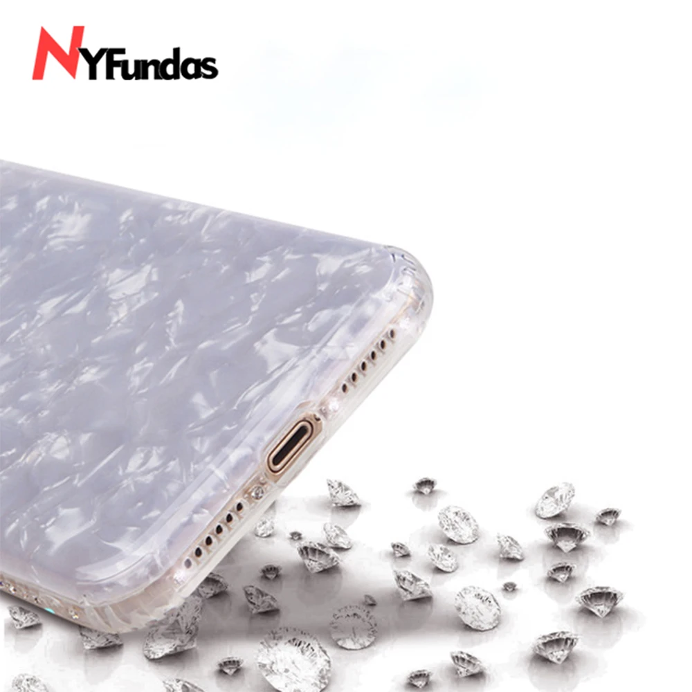 Модный чехол с раковиной для iPhone 8Plus 7 X XS противоударный мягкий бампер блестящий