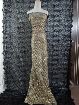 

Newest african Tulle lace fabric unique African net lace with glued glitter for women dress
