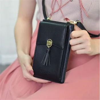 

New Women Fashion Wallet Cell Phone Wallet Big Card Holders Wallet Tassel Handbag Purse Clutch Messenger Shoulder Straps Bags