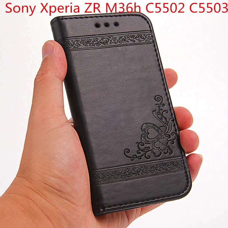 

EFFLE For Sony Xperia ZR M36h C5502 C5503 Case Luxury Flip PU Leather Cover Skin Wallet Style Stand Phone Bag With Card Holders