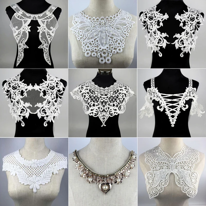 

Lace Fabric Trim Neckline Collar Sew On Dress Clothing Applique Motif Blouse Accessory DIY Costume Decoration Scrapbooking
