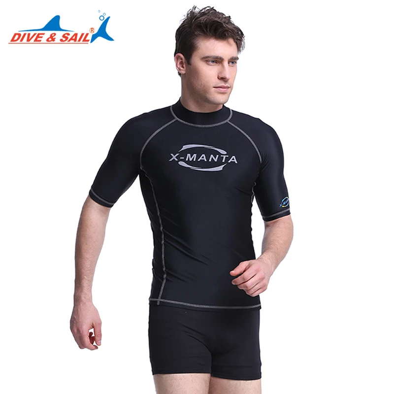 DIVE&SAIL Men's Rash Guards Shirt Lycra Short Sleeve UV Swimming ...