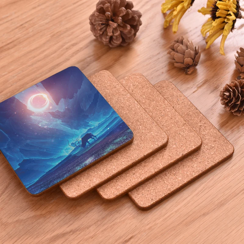 CFen A مربع خشبية الوقايات شرب كأس حصيرة الوقايات حامل سادة غير زلة القهوة شرب الوقايات الجدول حصيرة 1 قطعة