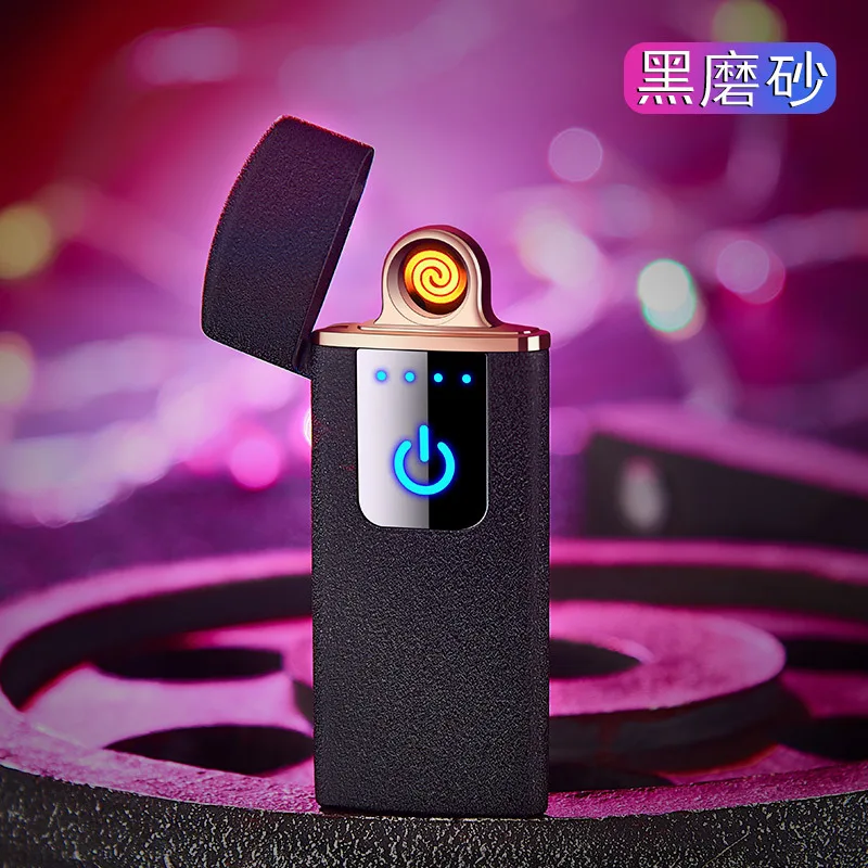 Сенсорная Индукционная Зажигалка зарядка Usb двухсторонний точечный детектор дыма Зажигалка гаджеты для мужчин - Цвет: Черный