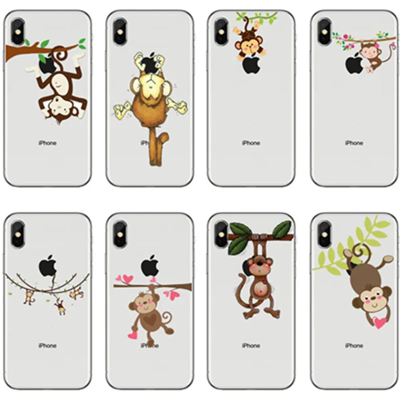 

Phone Cases Amazing Monkey Cartoon Animal For iphone 5S SE 6 6s 6SPlus 7 7Plus 8 8Plus Soft Silicone Transparent tpu Coque