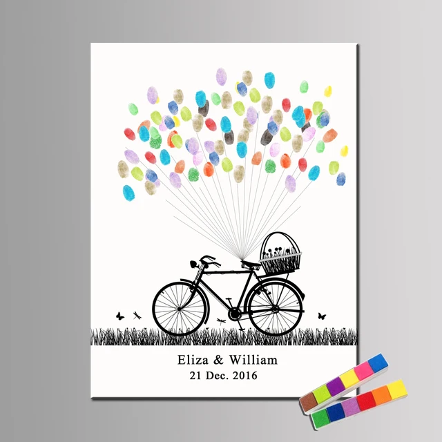 HAOCHU Kreative Hochzeit Gästebuch Alternative Fingerprint Bike