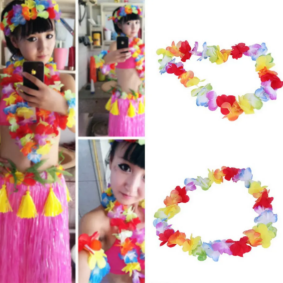 

1pc Colorful Flower Garlands Hawaiian/Tropical Party Fancy Dress Necklace Circumference 96cm Garlands Necklace