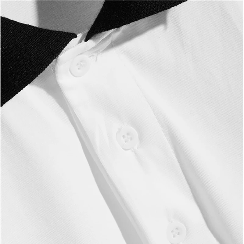 ROMWE для мужчин цветочный принт короткий рукав реглан черный воротник-стойка Poloshirts 2019 контрастного цвета Половина планка повседневное