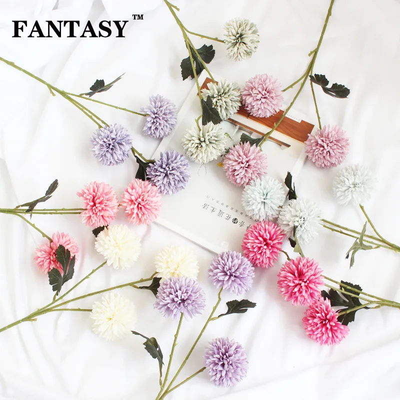 

FANTASY Artificial Silk Flower Pompom Dandelion Fake Ball Flowers Bouquet Wedding Party Home Decoration Simulation Chrysanthemum