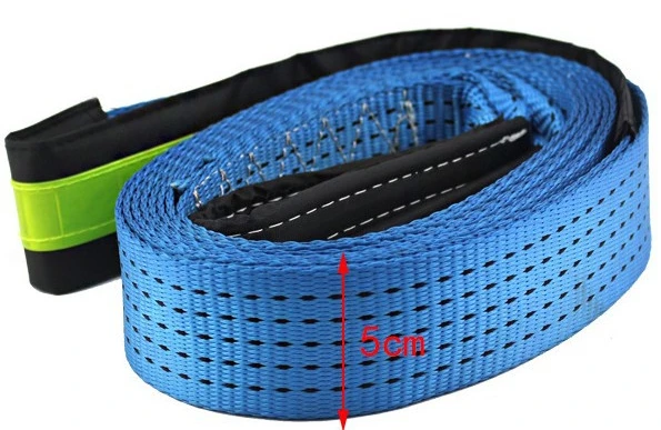 

8 Tons 3 Meters Powerful Widen Thicken Tow Rope SUV Emergency Rescue Trailer Belt U-hook With Night Reflective Satety Strip