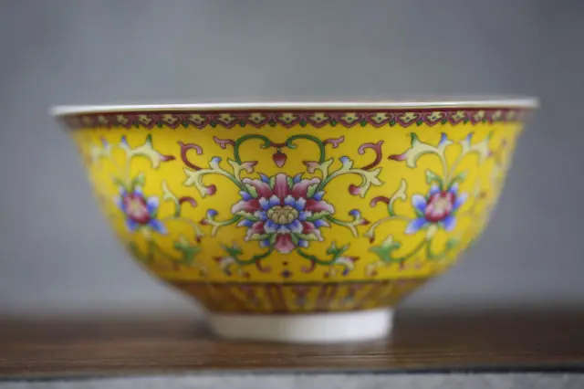 Details about   6.24”Old China antique Qianlong Pastel Four seasons FLOWER lines Large bowl 