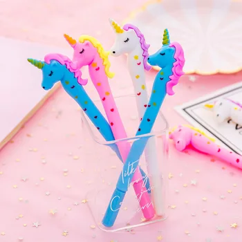 

New 2Pcs/Lot Cartoon Cute Kawaii Unicorn Star Spot Novelty New Creative Pen Gel Pen Office School Gift Stationery Pen