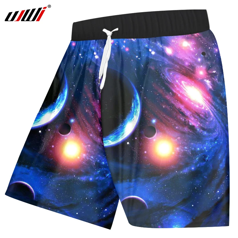 UJWI мужские повседневные шорты Лето крутая печать космическая Вселенная галактики 3D доска шорты Hombre хип хоп быстросохнущие Фитнес Брюки