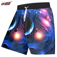 UJWI мужские повседневные шорты Лето крутая печать космическая Вселенная галактики 3D доска шорты Hombre хип хоп быстросохнущие Фитнес Брюки